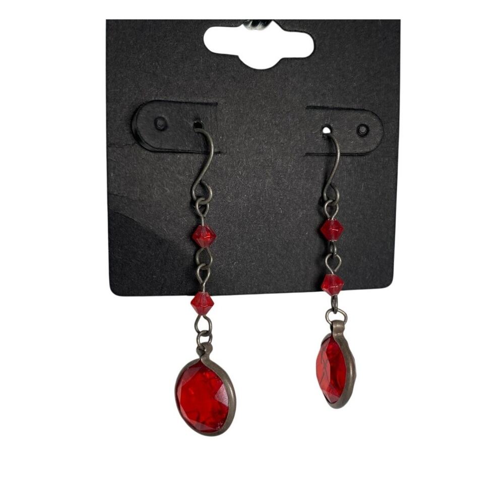 Red Dainty Dangly Vintage Earrings